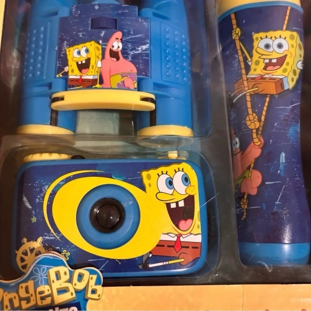 RARE SpongeBob Adventure Kit 3 Pc Set Camera Binoculars Flashlight Nickelodeon